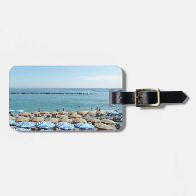Italiener Riviera, Cinque Terre, Strandschirme Gepäckanhänger (Vorderseite horizontal)