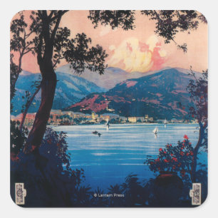 Italiener-Riviera-Reise-Plakat Quadratischer Aufkleber