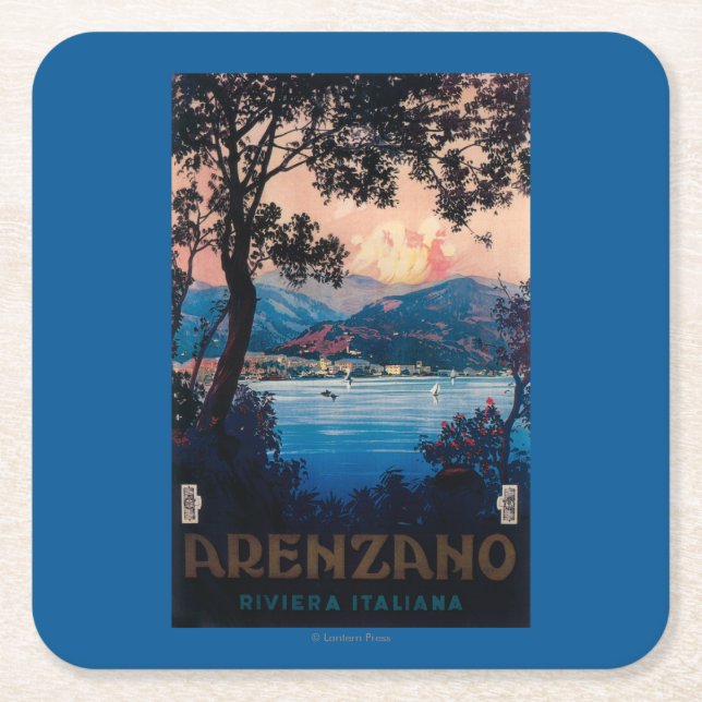 Italiener-Riviera-Reise-Plakat Rechteckiger Pappuntersetzer (Vorderseite)