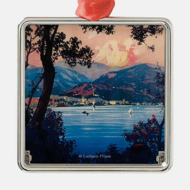 Italiener-Riviera-Reise-Plakat Silbernes Ornament (Vorne)