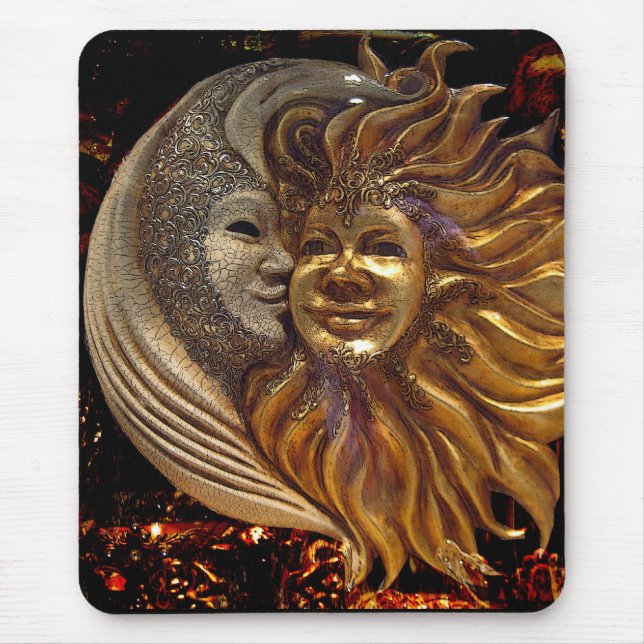 Italiener Sun u. Mond Carnaval Masken Mousepad (Vorne)