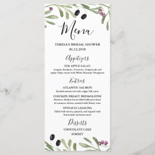 Italiener-toskanisches griechisches Brautparty, Menükarte