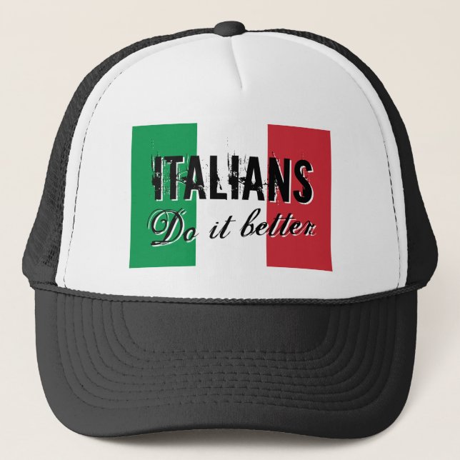 Italiener verbessert es Vintagen Truckerkappe (Vorderseite)