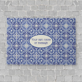 Italienisch Alter Stil Blau-Weiß gepolstert - eige Fußmatte