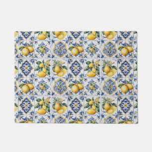 Italienisch Amalfi Blau-Fliesen Zitronen Fußmatte
