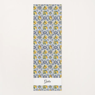 Italienisch Amalfi Blau-Fliesen Zitronen Yogamatte