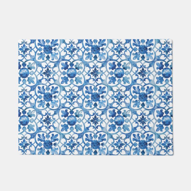 Italienisch-Amalfi-blaue Fliesen Fußmatte (Vorderseite)
