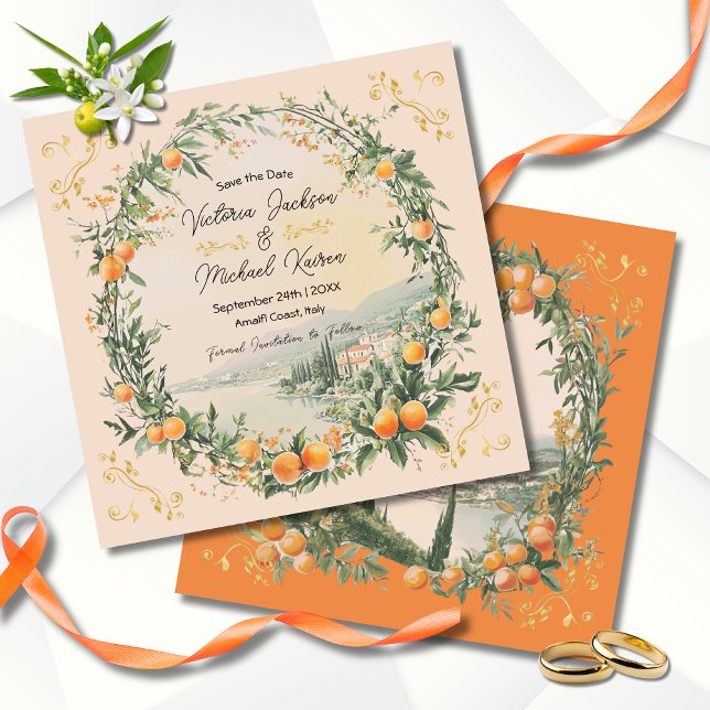 Italienisch Amalfi Coastal Orange Blumengestein Sa Einladung (Von Creator hochgeladen)