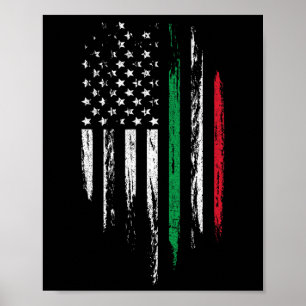 Italienisch-amerikanische Flaggen-Kombination Ital Poster