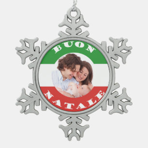 Italienisch-amerikanisches Foto Weihnachtsschmuck Schneeflocken Zinn-Ornament