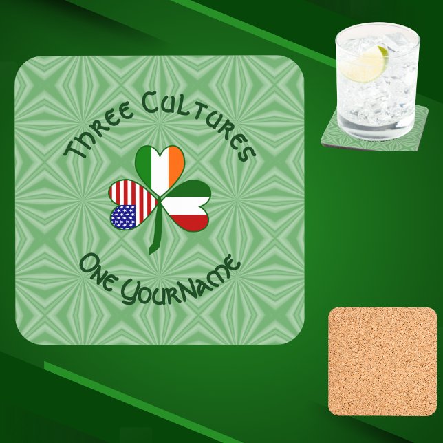 Italienisch-amerikanisches Kleeblatt Personalisier Getränkeuntersetzer (Von Creator hochgeladen)