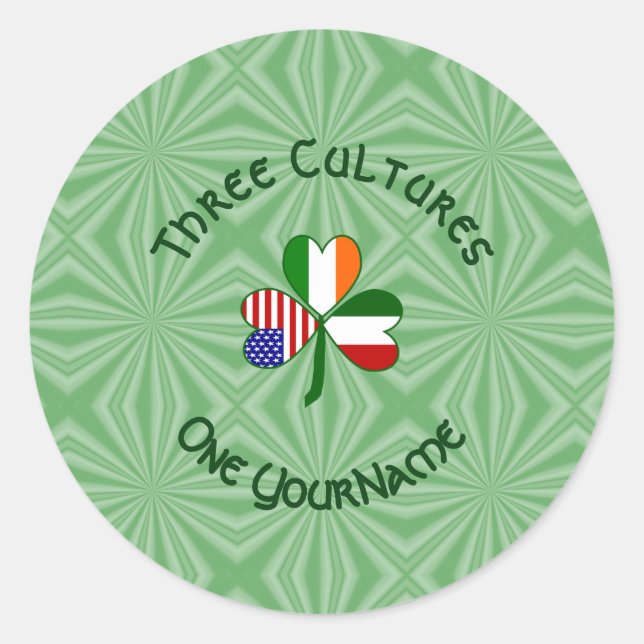 Italienisch-amerikanisches Kleeblatt Personalisier Runder Aufkleber (Vorderseite)
