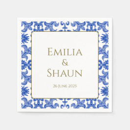Italienisch Blau und Weiß Hochzeit Napkins Serviette