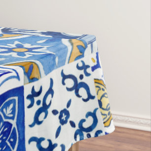 Italienisch Blau, Weiß & Gelb Mediterranes Muster Tischdecke
