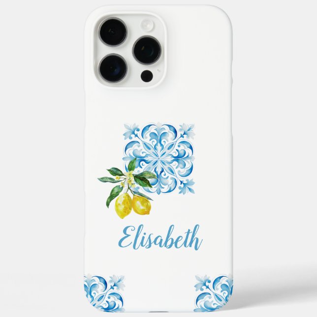 Italienisch-blaue Zitronen Positano iPhone 16 Pro Max Hülle (Rückseite)