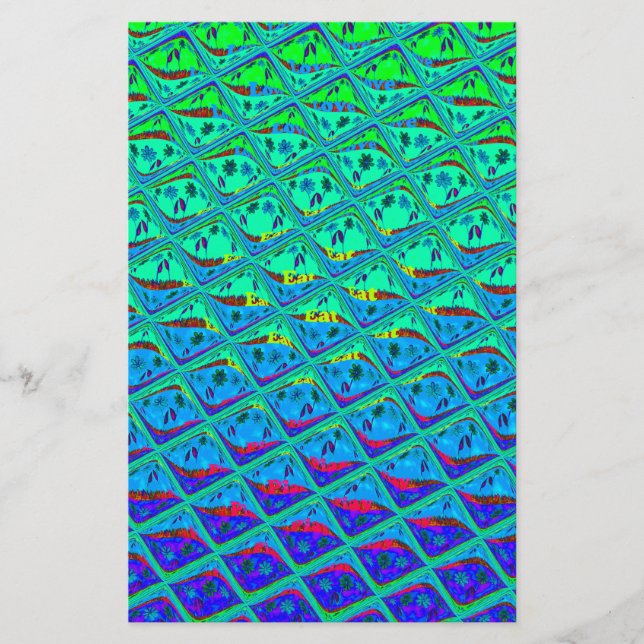 Italienisch Blue Mermaid Motif Art Print Briefpapier (Vorderseite)