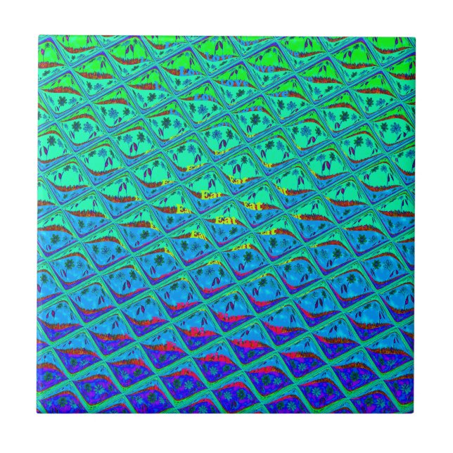Italienisch Blue Mermaid Motif Art Print Fliese (Vorderseite)