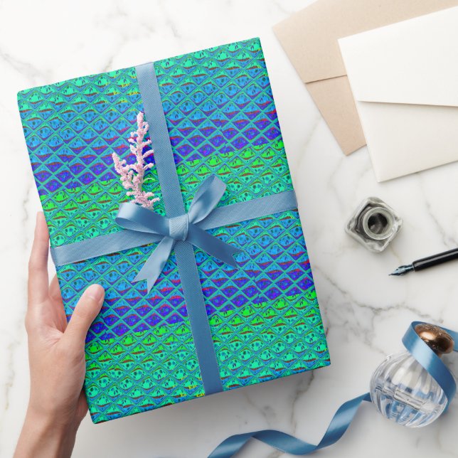 Italienisch Blue Mermaid Motif Art Print Geschenkpapier (Schenken)