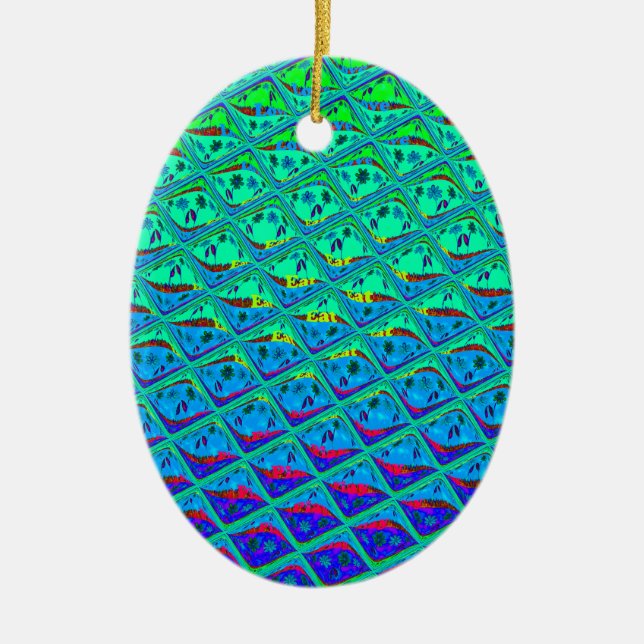 Italienisch Blue Mermaid Motif Art Print Keramikornament (Vorne)