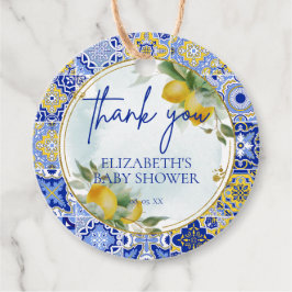 Italienisch Blue Tile Lemons Citrus Script Vielen  Geschenkanhänger