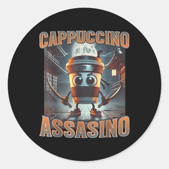 Italienisch Brainrot Cappuccino Inn Runder Aufkleber (Vorderseite)