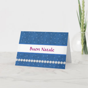 Italienisch - Buon Natale Snowflakes BLAU Hintergr Feiertagskarte