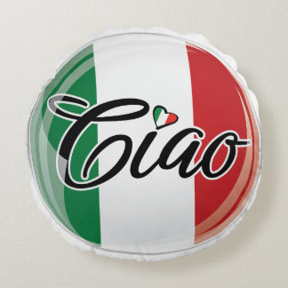 Italienisch Ciao Italienische Flagge Herzdesign Rundes Kissen