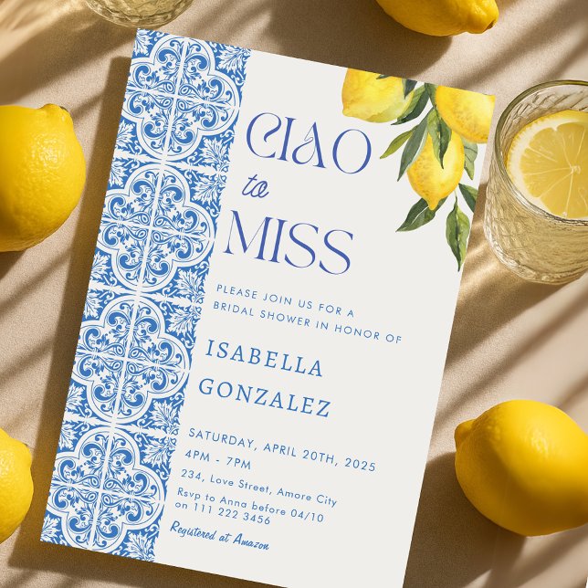 Italienisch Ciao zu Miss Amalfi Brautparty Einladung (Italian Ciao to Miss Amalfi Bridal Shower Invitation)