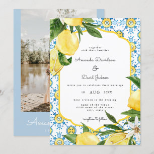 Italienisch Citrus Lemon Yellow Modern Wedding Einladung