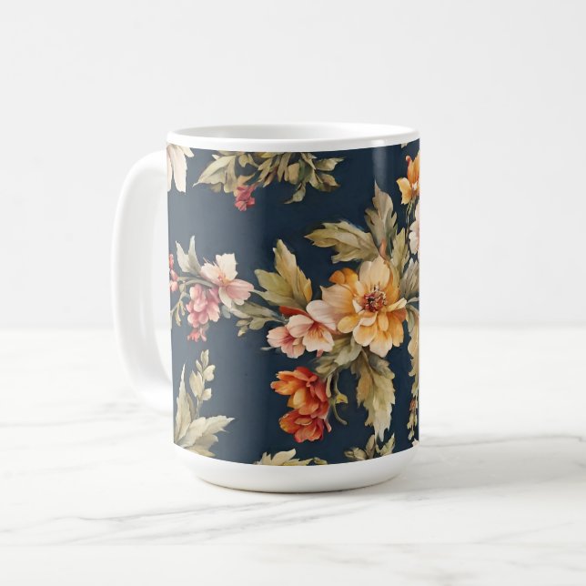 Italienisch Exquisite Schönes Blumenmuster Kaffeetasse (Vorderseite Links)