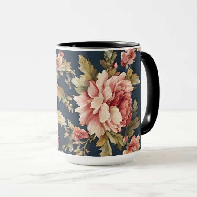 Italienisch Exquisite Schönes Blumenmuster Tasse (VorderseiteRechts)