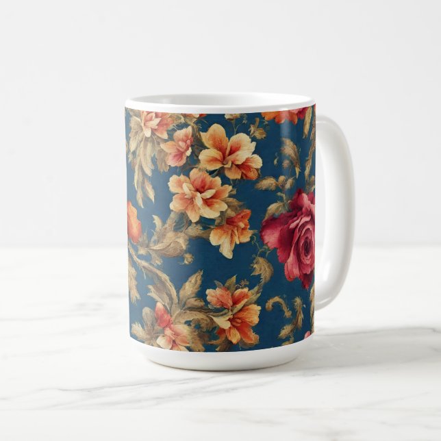 Italienisch Exquisite Vintag Grande Blume Kaffeetasse (VorderseiteRechts)
