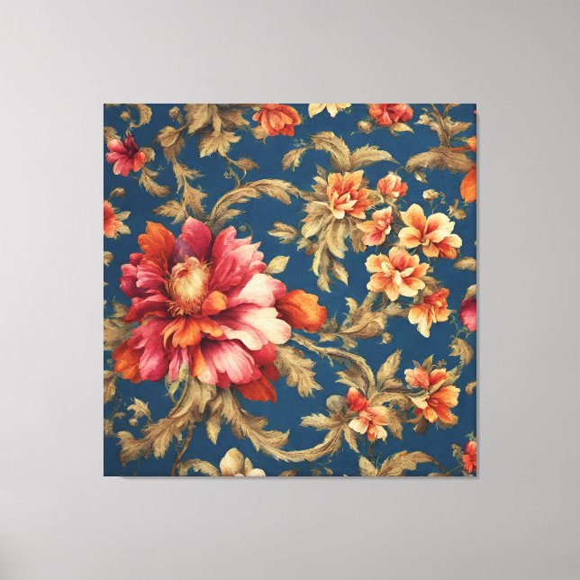 Italienisch Exquisite Vintag Grande Blume Leinwanddruck (Vorderseite)