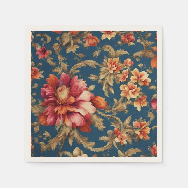 Italienisch Exquisite Vintag Grande Blume Serviette (Vorderseite)
