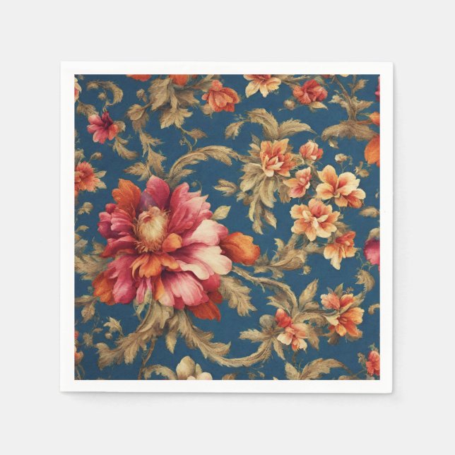 Italienisch Exquisite Vintag Grande Blume Serviette (Vorderseite)
