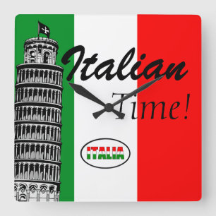 Italienisch-Flagge von Italien Quadratische Wanduhr