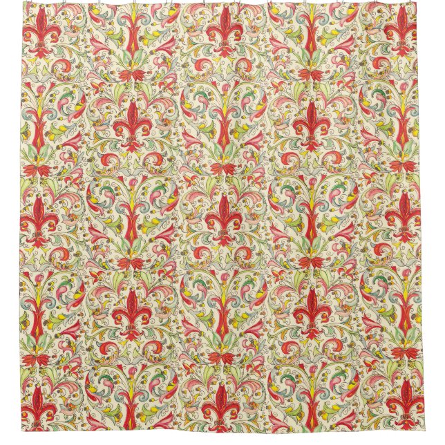 Italienisch Florentine Lilie Pattern Duschvorhang (Vorderseite)