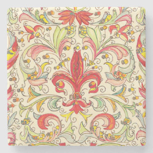 Italienisch Florentine Lilie Pattern Steinuntersetzer