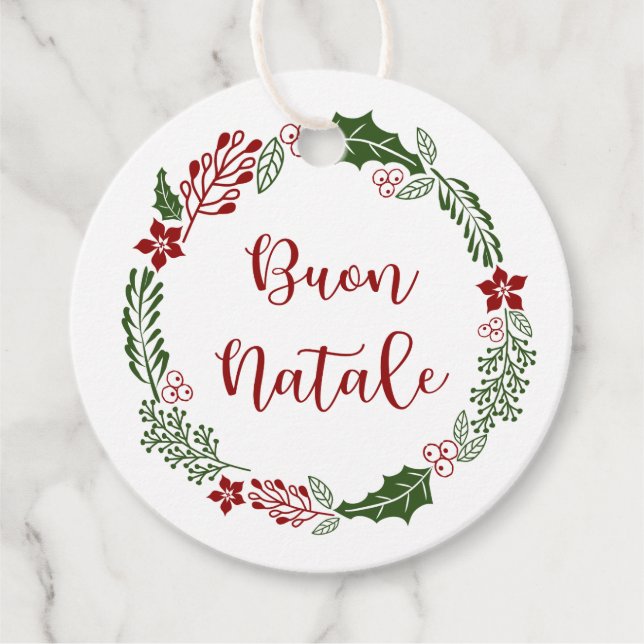 Italienisch frohe Weihnachten, Buon Natale, Custom Geschenkanhänger (Vorderseite)