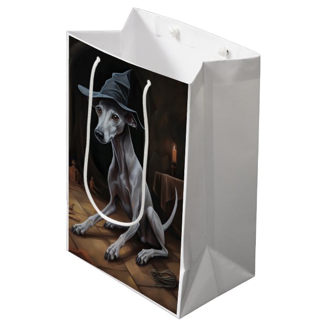 Italienisch Greyhound Pumpkins Halloween Beängstig Mittlere Geschenktüte (Vorderseite Schrägansicht)