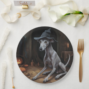 Italienisch Greyhound Pumpkins Halloween Beängstig Pappteller