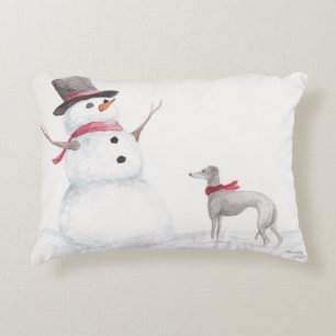 Italienisch Greyhound / Snowman Dog Art Pillow Dekokissen