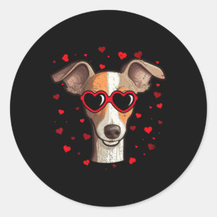 Italienisch Greyhound Valentine Herz Niedlich Hund Runder Aufkleber