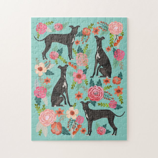 Italienisch Greyhound Vintag Florals (Vertikal)
