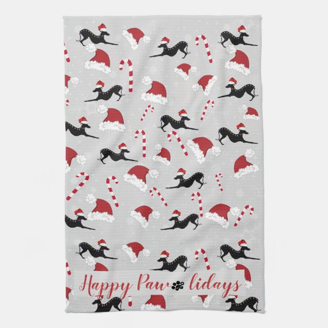 Italienisch Greyhound Weihnachtsküche Handtuch (Vertikal)