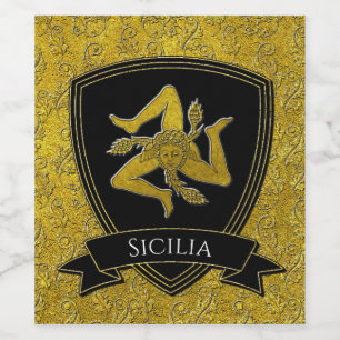 Italienisch Inspiriert Trinacria und Schild Weinetikett