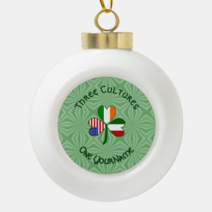 Italienisch Irisch Amerikanische Flaggen Kleeblatt Keramik Kugel-Ornament
