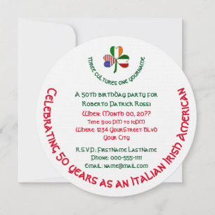 Italienisch Irisch USA Kleeblatt Personalisierter  Einladung