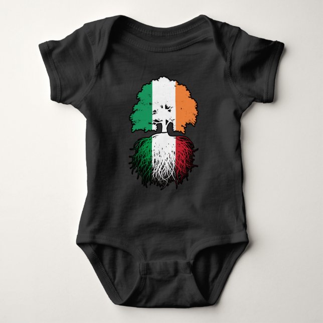 Italienisch-irische Tree-Roots-Flagge Baby Strampler (Vorderseite)