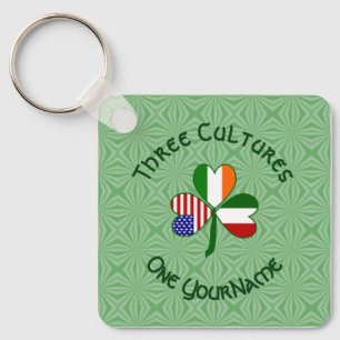 Italienisch Irish American Flags Kleeblatt Ihr Nam Schlüsselanhänger